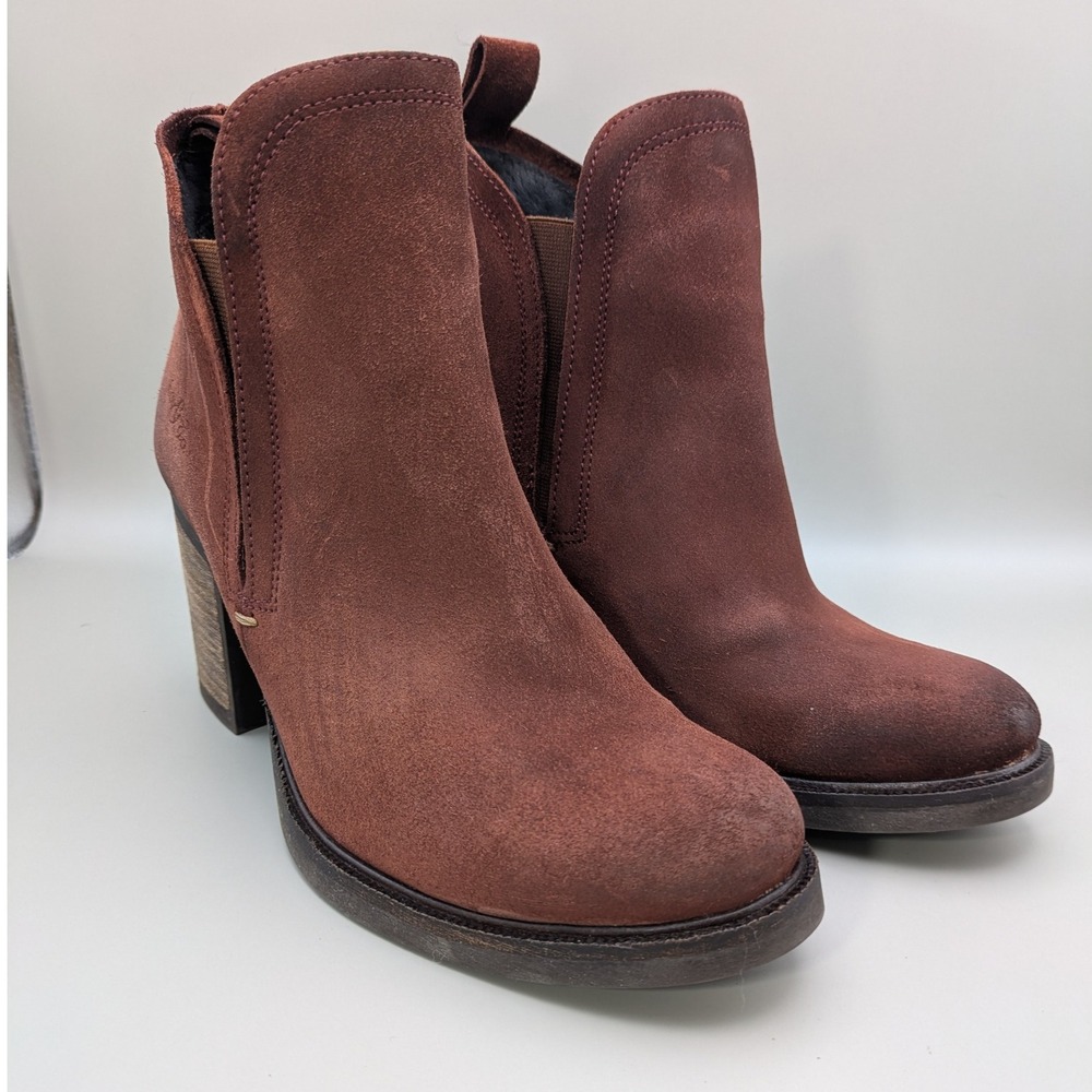 Bos & Co Belfield Suede Pull‎ On Heeled Boots Women Size 5.5 EU Size 36